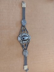 Vintage 900 coin Silver And Black Onyx Middle Eastern/Turkish Bracelet 7″