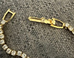 Vintage Faux Gold Bracelet w/Faux Diamonds costume jewelry 7 inches
