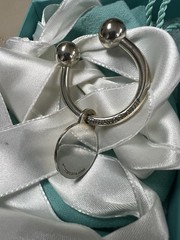 Classic vintage sterling silver Tiffany and Co. ball ends key chain fob keychain