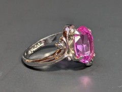 Vintage Clark & Coombs Sterling Silver Pink Topaz Ring Size 5.75