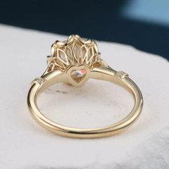 Art Deco Vintage White Lab Created Diamond Filigree Engagement 14K Gold FN Ring