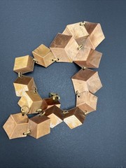 Vintage Cube Two Tone Geometric Necklace 16.5” J4