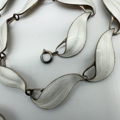 VTG Finn Jensen Norway Sterling Silver White Enamel 17″ Necklace 33.7g#yde