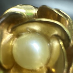 Vintage Moss Agate Simulated Pearl Rose Floral Brooch Pin Love Nature Garden