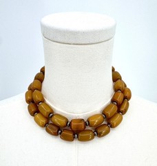 Vintage Estate Statement Chunky Yellow Jasper Necklace