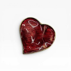 YSL Red Heart Brooch Pendant Vintage 1990s Enamel Yves Saint Laurent