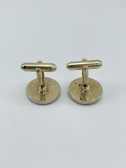 Vintage Anson Gray Mother of Pearl mens cufflinks round gold tone bullet back