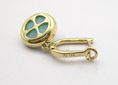 Amazonite Doublet and 0.38CTW Round Diamond Dangle Earrings 18K Yellow Gold