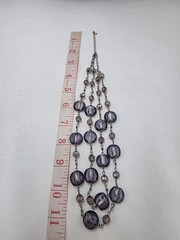 M&S Marks & Spencer Purple Glass Bead Double Strand Statement Necklace