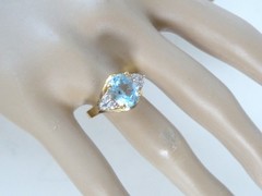 Sterling Silver 925 Natural Heated Blue Topaz Ring Size 7