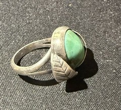 Vintage Navajo Sterling Silver Turquoise Cuff Bracelet & Ring: 38g /7g