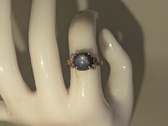Vintage $5000 5ct Natural Burma Blue STAR Sapphire Diamond 14k White Gold Ring