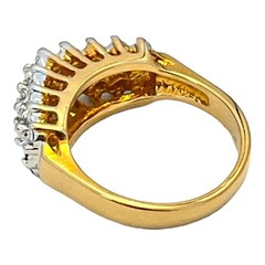 Vintage 1970s Vargas CZ Dome Ring Three Row 18KT Gold Plate Size 7 – 5T