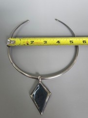 Vintage Sterling Silver Torque Collar Choker Black Pendant 1990s Artisan Y2K