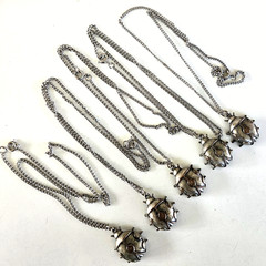 Vintage Ladybug Silver Tone Pendant Necklace 16″ Curb Link Chain