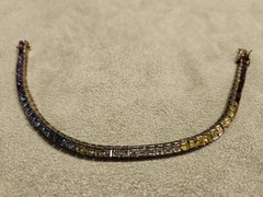 Vintage Multi Color Rainbow Tennis Bracelet Gold Tone over 925 Sterling Silver