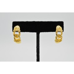 Vintage Dangle Linked Chain Earrings Gold Tone Dangle Hoop Elegant NOS 1980s 9C