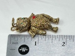 THE BEAR CLUB 24k Gold-Plated Pewter Teddy Bear Pin in Heart Shaped Box 1996