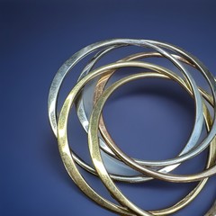 Vintage 1960s Gold ,Silver, Rose Gold Tone 5 Bangle Interlocking Bracelet J104