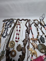 Vintage Unique Jewlery Lot Copper Wood Glass Metal Bead Necklaces