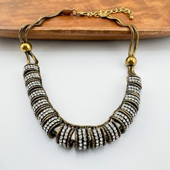 Vintage Snake Chain Rhinestone Collar Modernist Glam TV/Movie Prop Retro