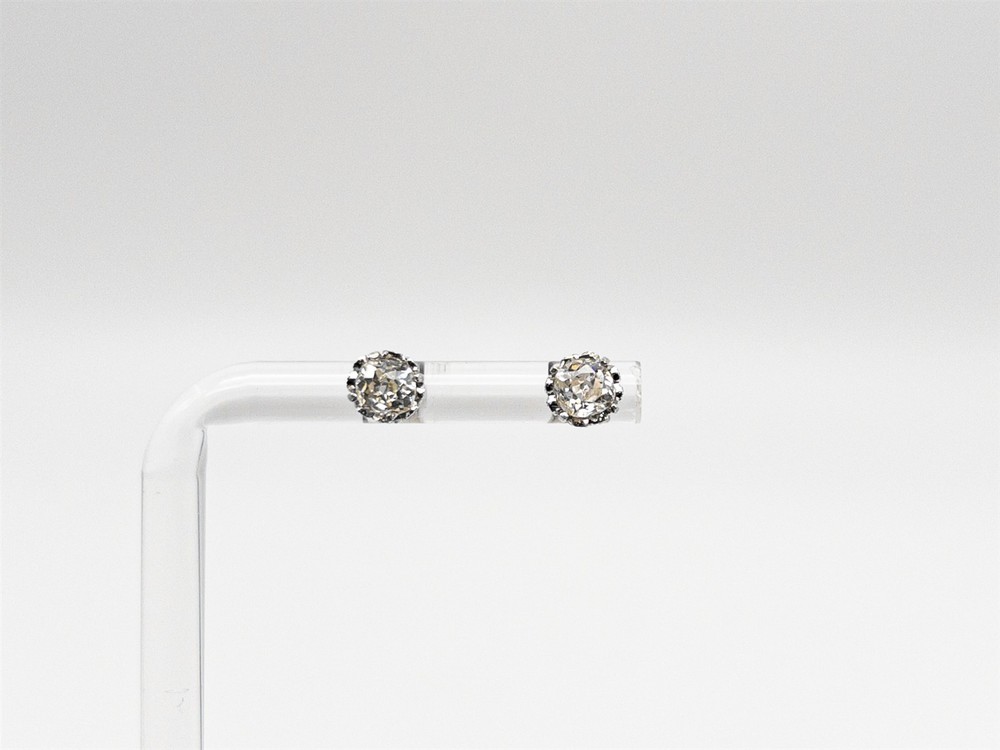 RARE $7000 1.50ct Old Mine Cut Natural Diamond 18k White Gold ETERNITY Earrings
