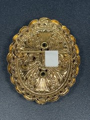 Antique Victorian Brooch – Ornate Gilt Metal with Central Cabochon and Champagne