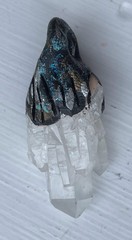 Vintage Natural Quartz Crystal Cluster Pendant w/clay loop, New Age, 1.75″
