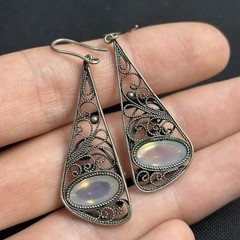 Vintage Filigree Earrings Made in USSR, Soviet Silver-plated