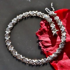 10k white gold tennis bracelet 1.00ct natural diamond 7.5″ vintage 8.65gr N2926