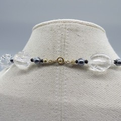 Vintage Clear Beaded Necklace Lightweight Retro 30″