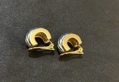 Vtg TJ M USA Half Moon Roped Earrings Silver Gold Toned Clip On Stud Cuffs