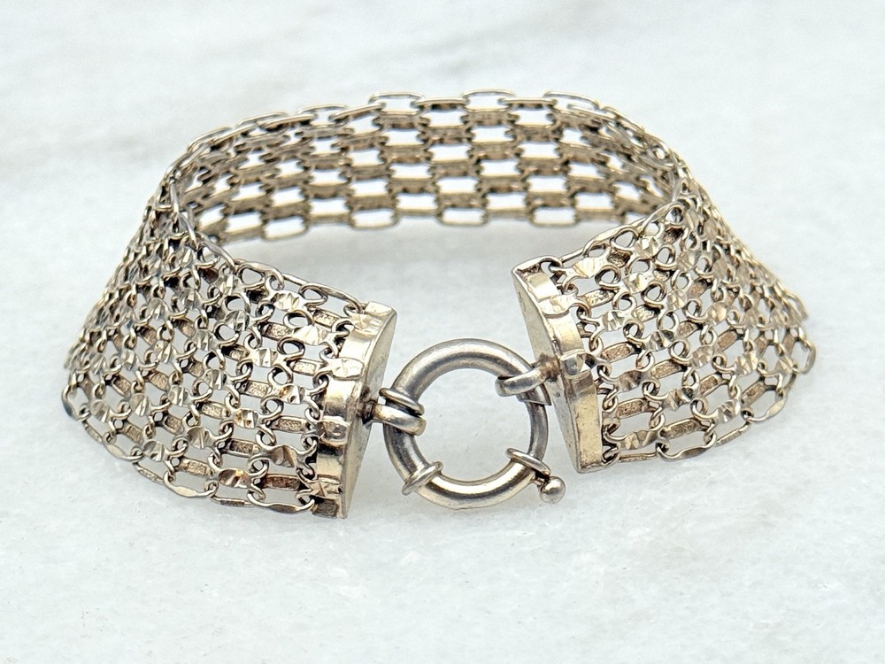 Sterling Silver – 21mm Bismark woven Mesh Chain 7.5″ Bracelet