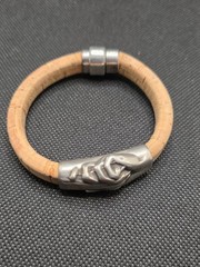 Hand and Paw Project Bracelet Silver Plated Pewter Cork Magnetic Clasp 8″ 2.25″