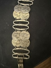 ART Arthur Pepper Wide Double Ancient Faux Coin Bracelet Signed Vintage Jewelry