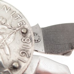 Eloi Pernet 835 Silver Antique 1918 France 2 Francs Coin Pocket Knife Pendant
