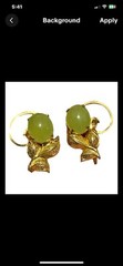Signed Vintage 1/20 12K GF Green Jade Earrings Artist A. S. JJJ Clip On medium