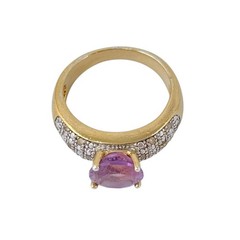 Purple Amethyst Ring | Gold Plated Sterling Silver 925 | Thailand | Size 10