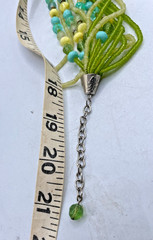 VTG Green Multi-strand beaded chunky necklace Chinese symbols