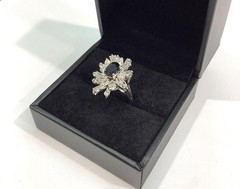 18K White Gold 2.59ctw Oval Blue Sapphire & VS Mixed Cut Diamond Cocktail Ring