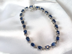 D’Joy Sterling Silver 925 Natural Blue Kyanite Tennis Line Bracelet Fits 8″