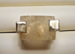 Vintage Modernist Sterling 925 & Faceted Rutilated Quartz Ring 15.1g Size 8