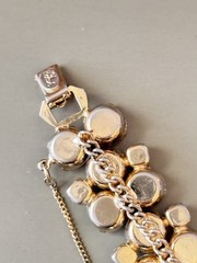 Vintage Signed HOBE’ Bracelet & Earring Set, White & Pink Givre Glass Stones