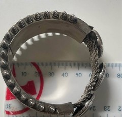 104g European Antique 820 Silver Ornate Wide Bangle ft Flower & Monogram Pattern