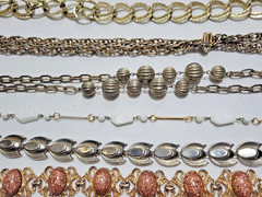 Lot 10 Unique Vintage Costume Jewelry Necklaces-Gold and Silver Tones Nice Asst.