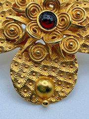 Vintage Signed European Modernist Brooch Pendant Gilt Brass Lovely Gold Tone