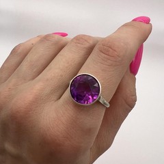 Vintage USSR Sterling Silver 875 Women’s Jewelry Ring Pink Topaz Size 9