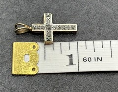Vintage Ross Simons Diamond Vermeil Sterling Silver Cross Pendant Charm