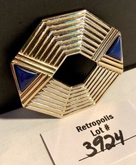 Gallery Originals Blue Gold Tone Geometric Brooch Avon