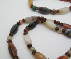 Vintage Quartz Moonstone Agate Long Barrel Natural Stone 12.5mm Necklace 53 In